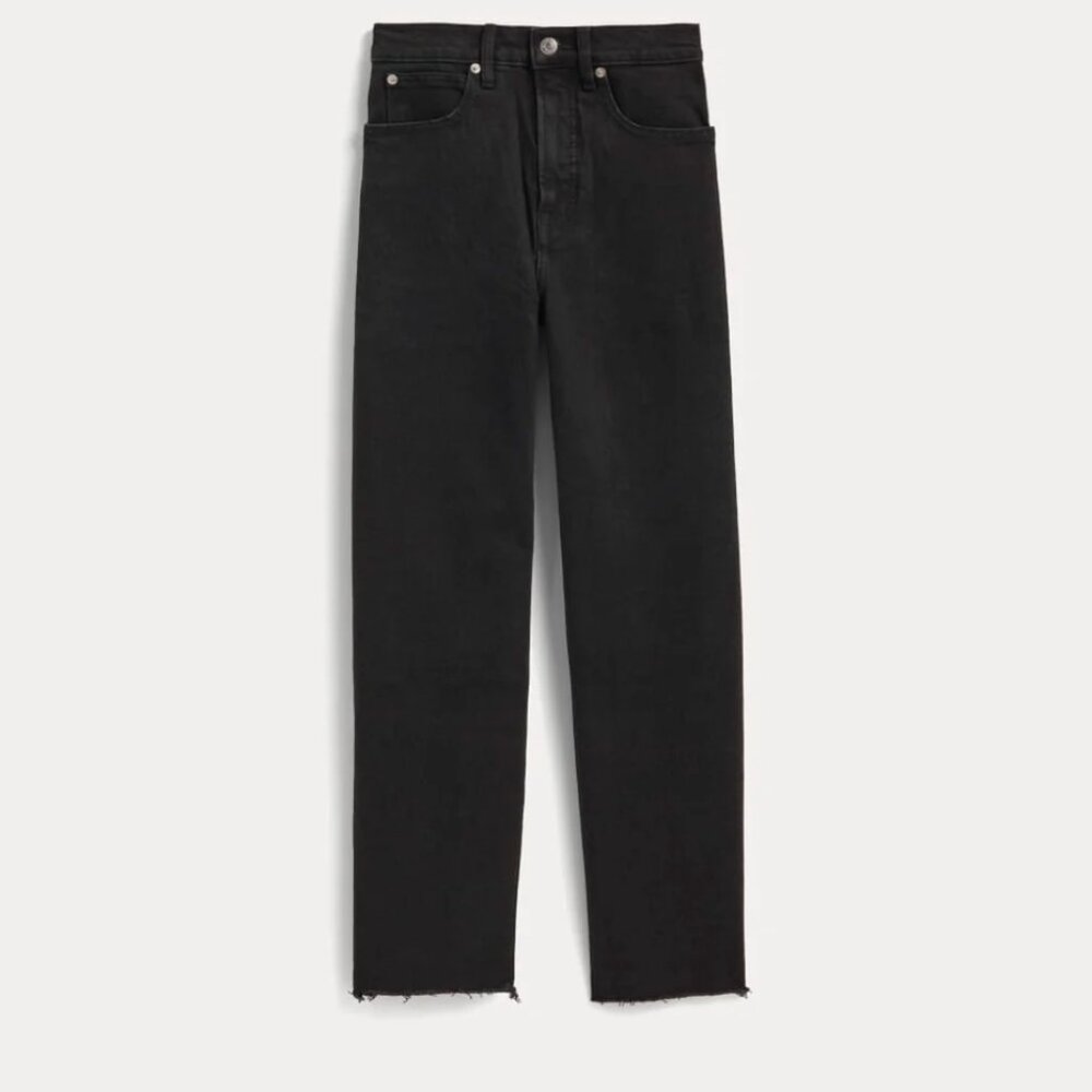 EVERLANE - The Way-High Straight Leg Jean Black Denim Raw Hem - Size 23
